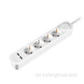 4-Outlet-Schuko mit doppelter USB-Typ A.